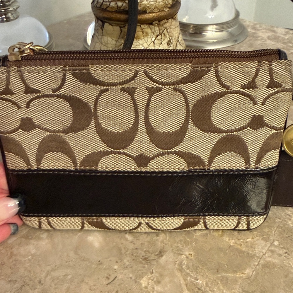 Coach Signature Stripe Wristlet with Legacy Lining - Picture 5 of 9